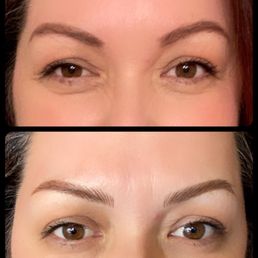 My pencil drawn brows on top and Jamie's touch on the bottom!