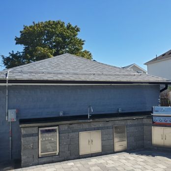 Abric Roofing And Construction - Homeowner wanted a black gutter over his wet bar. No problem we got you - Roofing Near Me - Revere, Massachusetts Abric Roofing And Construction - Homeowner wanted a black gutter over his wet bar. No problem we got you - Roofing Near Me - Revere, Massachusetts