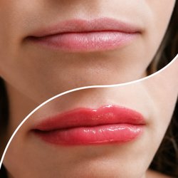 EyEnvy Beauty Studio - Before-and-after lip blush transformation at EYENVY Beauty Studio & Academy in Londonderry, NH, showing enhanced lip color, i...