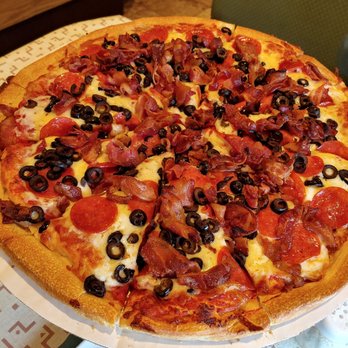 Country Pizza & Restaurant - a pepperoni and black olive pizza - Pizza Near Me - Monroe, Connecticut