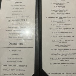 Happy Hour and Beer Menu Happy Hour and Beer Menu