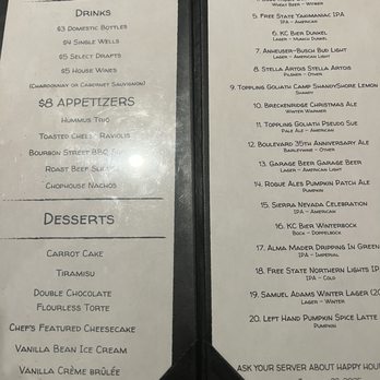 Six Mile Chop House - Tavern - Happy Hour and Beer Menu - New American Near Me - Lawrence, Kansas Six Mile Chop House - Tavern - Happy Hour and Beer Menu - New American Near Me - Lawrence, Kansas