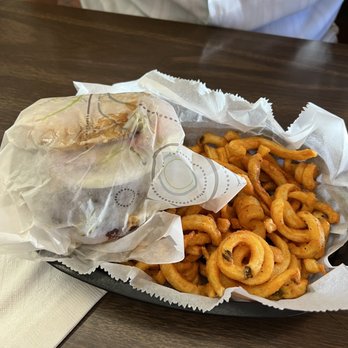 Hot Spot Cafe - Monster burger with curly fries - Breakfast & Brunch Near Me - Coloma, Michigan Hot Spot Cafe - Monster burger with curly fries - Breakfast & Brunch Near Me - Coloma, Michigan