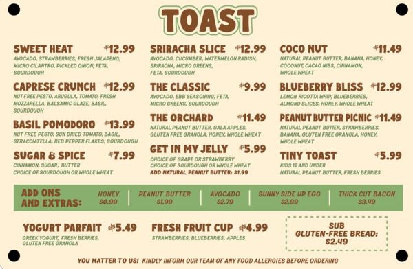 Menu photo 7 Crust Toast and Sandwich Riverside, CA