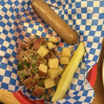 Rathskeller Bier Haus - Bier Brat with potato salad - German Near Me - Omaha, Nebraska