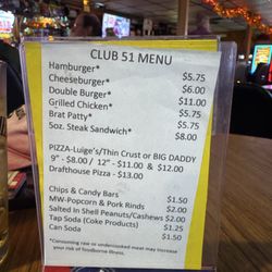 Club 51 - Menu