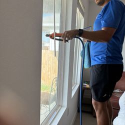 Udetailer - Process! He was very detailed in cleaning the window first and removing gunk the builder left behind!