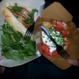 Chicken sandwich and perogies