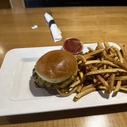 Cheeseburger and fries. Way better then.Mc D's less expensive as well! Cheeseburger and fries. Way better then.Mc D's less expensive as well!