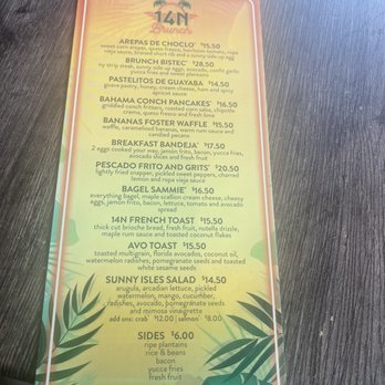 14 North Daiquiri Bar - Brunch Menu - Cocktail Bars Near Me - Dania Beach, Florida