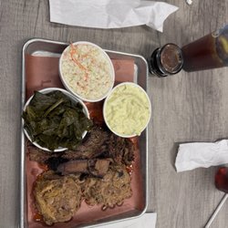 Rocky Mount Smokehouse BBQ - Brisket and Pulled Pork with Collard Greens, Cole Slaw, and Potato Salad