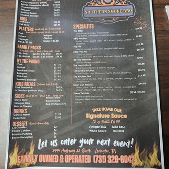 Southern Smoke BBQ - Menu - Barbeque Near Me - Lexington, Tennessee Southern Smoke BBQ - Menu - Barbeque Near Me - Lexington, Tennessee