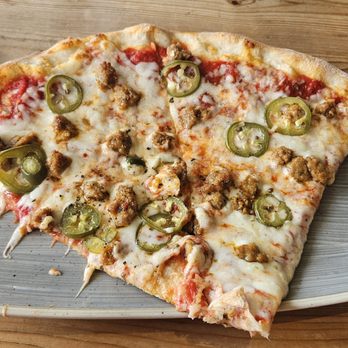Picasso's - 2 slices of sausage and jalapenos. - Pizza Near Me - Jacksonville, Florida Picasso's - 2 slices of sausage and jalapenos. - Pizza Near Me - Jacksonville, Florida