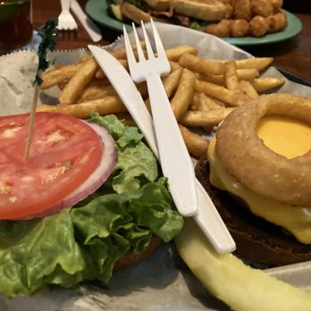 George's Restaurant & Bar - Turkey Burger Sandwich, Onion Ring, and Fries - American Near Me - Atlanta, Georgia George's Restaurant & Bar - Turkey Burger Sandwich, Onion Ring, and Fries - American Near Me - Atlanta, Georgia