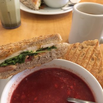 Alpine Grind - Borscht soup, served hot and chicken and Brie panini. - Cafes Near Me - Rossland, British Columbia