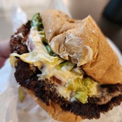 507 Taproom and Filling Station - Double smashed burgers with all the fixings. Burger patty was very dry though