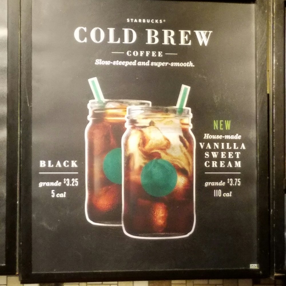 Starbucks - This new vanilla sweet cream cold brew is cold brew + 4 pumps vanilla + heavy cream. Couldn't try it, they were out of CB before noon. - Coffee & Tea Near Me - Miami, Florida Starbucks - This new vanilla sweet cream cold brew is cold brew + 4 pumps vanilla + heavy cream. Couldn't try it, they were out of CB before noon. - Coffee & Tea Near Me - Miami, Florida
