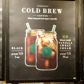 Starbucks - This new vanilla sweet cream cold brew is cold brew + 4 pumps vanilla + heavy cream. Couldn't try it, they were out of CB before noon. - Coffee & Tea Near Me - Miami, Florida Starbucks - This new vanilla sweet cream cold brew is cold brew + 4 pumps vanilla + heavy cream. Couldn't try it, they were out of CB before noon. - Coffee & Tea Near Me - Miami, Florida