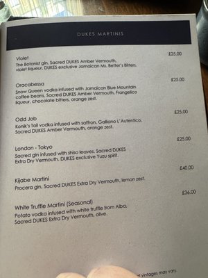 Menu photo 2 DUKES BAR London, XGL