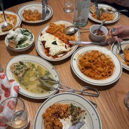 CHICKEN FRANCESE PLATTER, CHICKEN PARM PLATTER and SPICY ROTINI.