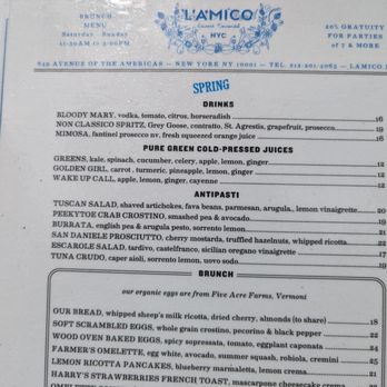 L'Amico - Appetizers and close up of the brunch selections - Italian Near Me - New York, New York
