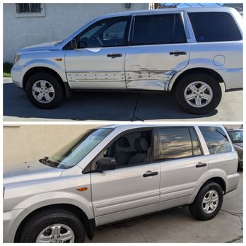 On Point Collision and Custom - Before and after. Bottom frame on doors bent, doors damaged and paint wrecked. Beautiful job and great price. Beautiful! - Body Shops Near Me - Bell Gardens, California On Point Collision and Custom - Before and after. Bottom frame on doors bent, doors damaged and paint wrecked. Beautiful job and great price. Beautiful! - Body Shops Near Me - Bell Gardens, California