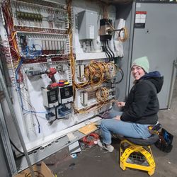 Visco Electric - Acilia (ace) my daughter, wiring large cabinet in a tire plant with me.