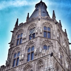 Historisches Rathaus - Town hall clock tower.