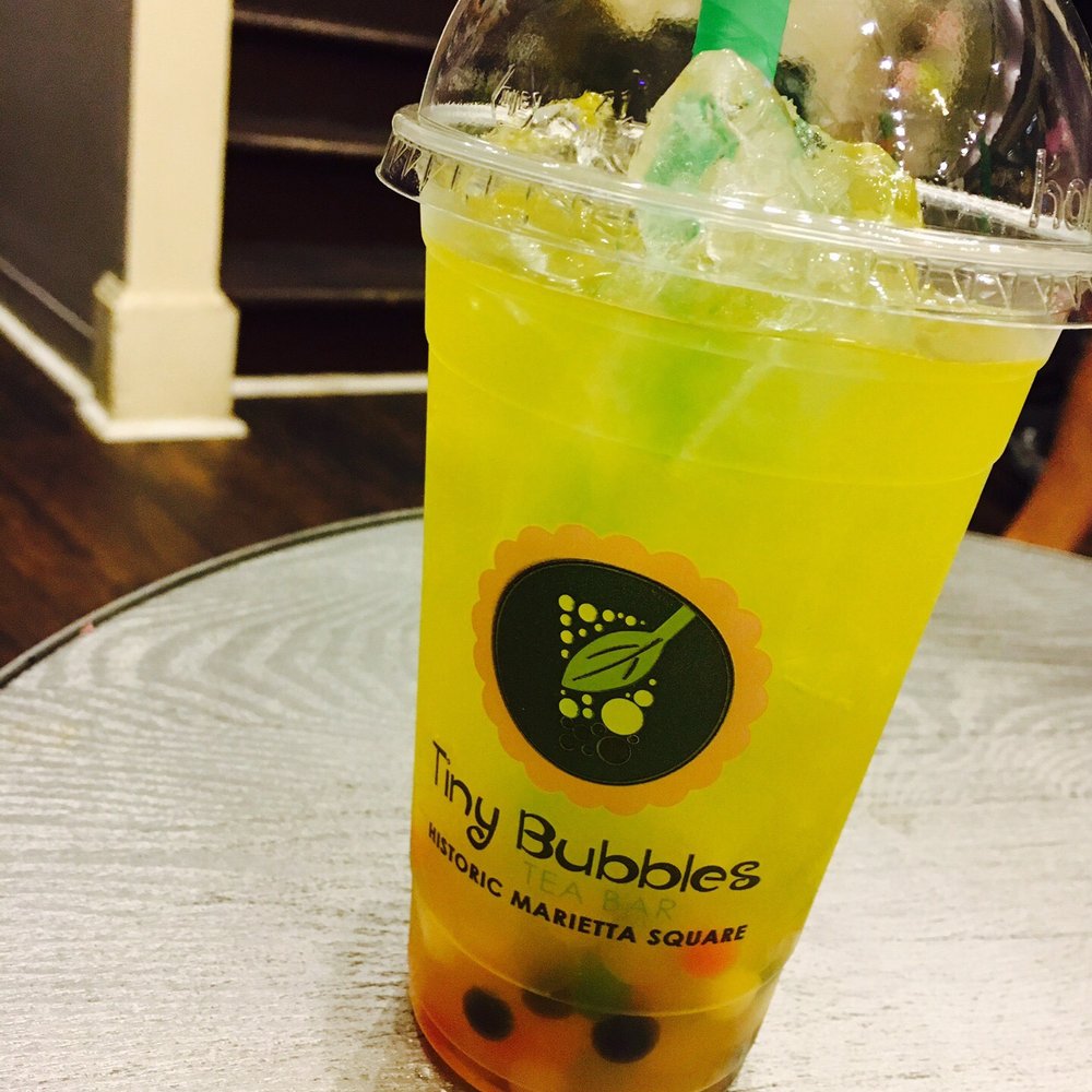 Tiny Bubbles Tea Bar - Mango Unicorn Lemonade - a little sweet for my taste, but great flavor and the popping pearls are so fun. Perfect for kids! - Bubble Tea Near Me - Marietta, Georgia Tiny Bubbles Tea Bar - Mango Unicorn Lemonade - a little sweet for my taste, but great flavor and the popping pearls are so fun. Perfect for kids! - Bubble Tea Near Me - Marietta, Georgia