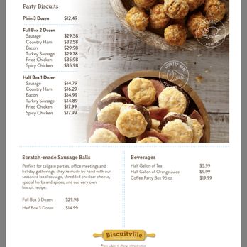 Biscuitville - This is a picture of the catering menu - Southern Near Me - Lenoir, North Carolina
