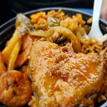 Limin's Cafe Caribe - Stewed King fish with rice and peas - Caribbean Near Me - East Orange, New Jersey