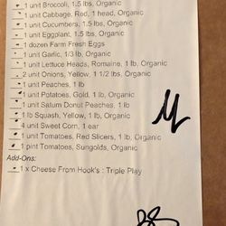 Tomato Mountain Farm - All of these items were checked off, and the label was clearly signed off on by two people. But some of these items were missing, anyway.