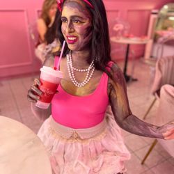 SD BodyArt Boudoir - This Barbie went out for a drink at Pink Rose Café in La Mesa San Diego!