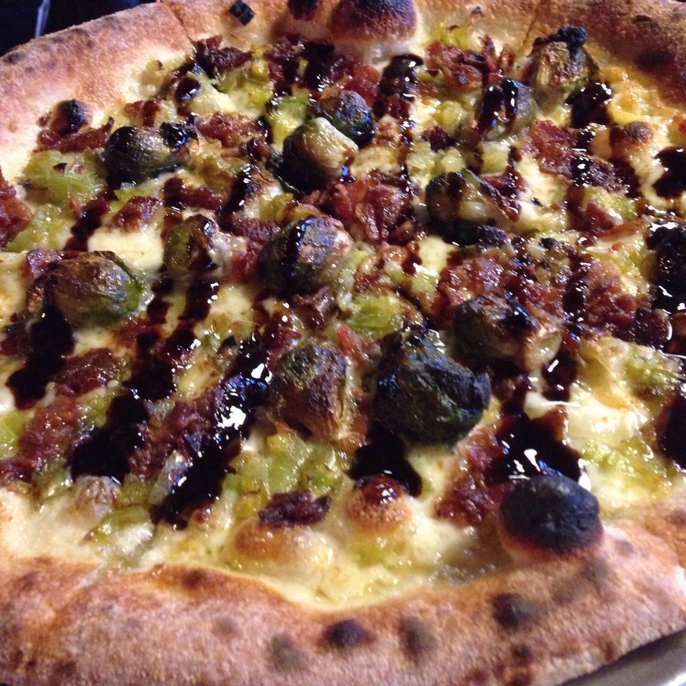 Druthers Brewing Company - Savory pizza - Brussels, bacon, onions, provolone - Burgers Near Me - Albany, New York Druthers Brewing Company - Savory pizza - Brussels, bacon, onions, provolone - Burgers Near Me - Albany, New York