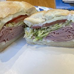 V Zuccarelli's Delicatessen - Ham and cheese on a roll with lettuce, tomatoes and mayonnaise