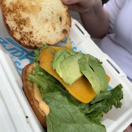 big burger with avocado, etc
