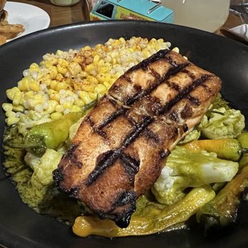 The Periodic Table - Cauliflower Bowl with added Salmon ($16+$8)- great flavor from the chimichurri - Bars Near Me - Columbia, Maryland