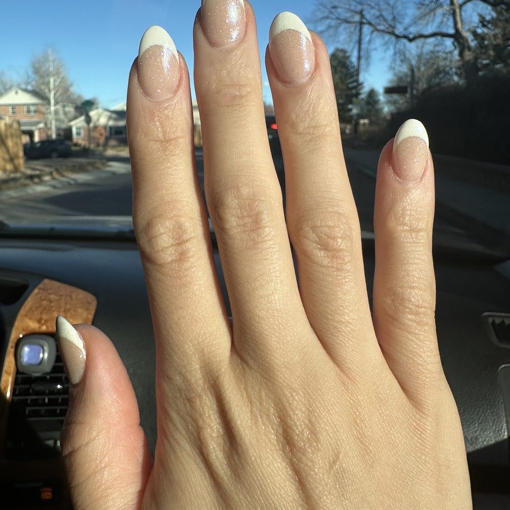 French manicure with sparkles French manicure with sparkles