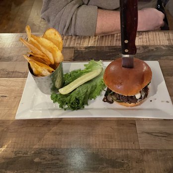 Berger Bros Pub - Bleu burger with house-made chips - New American Near Me - Winfield, Illinois