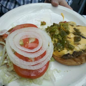 Steuben's Uptown - Burger w/cheese/green chilies- average for a burger, but cheap for the price - Diners Near Me - Denver, Colorado Steuben's Uptown - Burger w/cheese/green chilies- average for a burger, but cheap for the price - Diners Near Me - Denver, Colorado