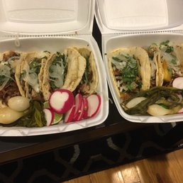 Barbacoa (left) and Tacos Al pastor (right)