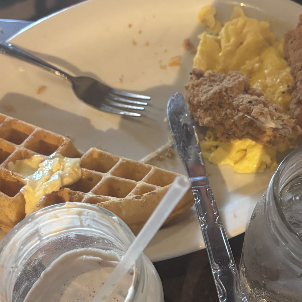 Huckleberry's - Chicken and Gold Medal Chicken & Waffles. Eggs were so gross. Waffle was only edible with butter and syrup. Chicken was oddly goopy. - Breakfast & Brunch Near Me - Arlington, Texas Huckleberry's - Chicken and Gold Medal Chicken & Waffles. Eggs were so gross. Waffle was only edible with butter and syrup. Chicken was oddly goopy. - Breakfast & Brunch Near Me - Arlington, Texas