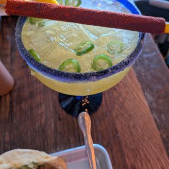 La Tiendita - Spicy margarita I asked for, serrano peppers, comes with tajin straw - International Grocery Near Me - Ellisville, Missouri La Tiendita - Spicy margarita I asked for, serrano peppers, comes with tajin straw - International Grocery Near Me - Ellisville, Missouri