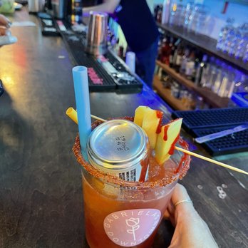 Gabriela's Downtown - White claw upside down w mango garnish and chamoy straw...I don't even know what was called, I showed him a pic and he made it for me! - Mexican Near Me - Austin, Texas Gabriela's Downtown - White claw upside down w mango garnish and chamoy straw...I don't even know what was called, I showed him a pic and he made it for me! - Mexican Near Me - Austin, Texas