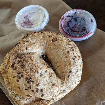 The Anchor - To-go bagel with cream cheese and jam -- yum! - Mexican Near Me - San Vicente, NAY