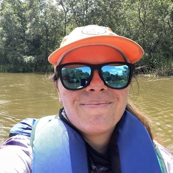 Pinky's Kayak Rentals - Happy kayak customer, life jacket - Rafting/Kayaking Near Me - El Lago, Texas