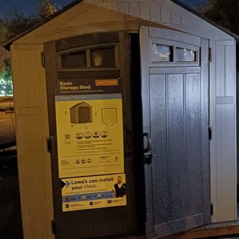 Lowe's Home Improvement - Floor model sheds in parking lot - Home Decor Near Me - San Dimas, California