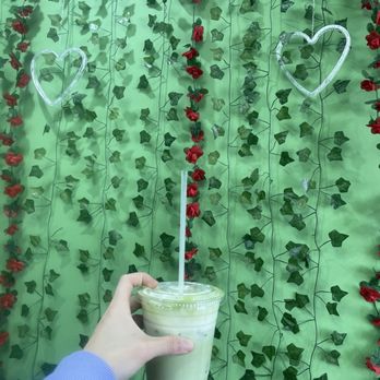 Rose Garden Cafe - Iced Lychee matcha with vanilla foam - Breakfast & Brunch Near Me - South Plainfield, New Jersey