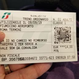 FCO airport to Roma Termini ticket