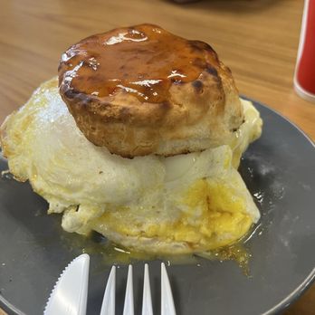 Creole Bagelry and Cafe' - Spicy honey biscuit and egg - Breakfast & Brunch Near Me - Slidell, Louisiana